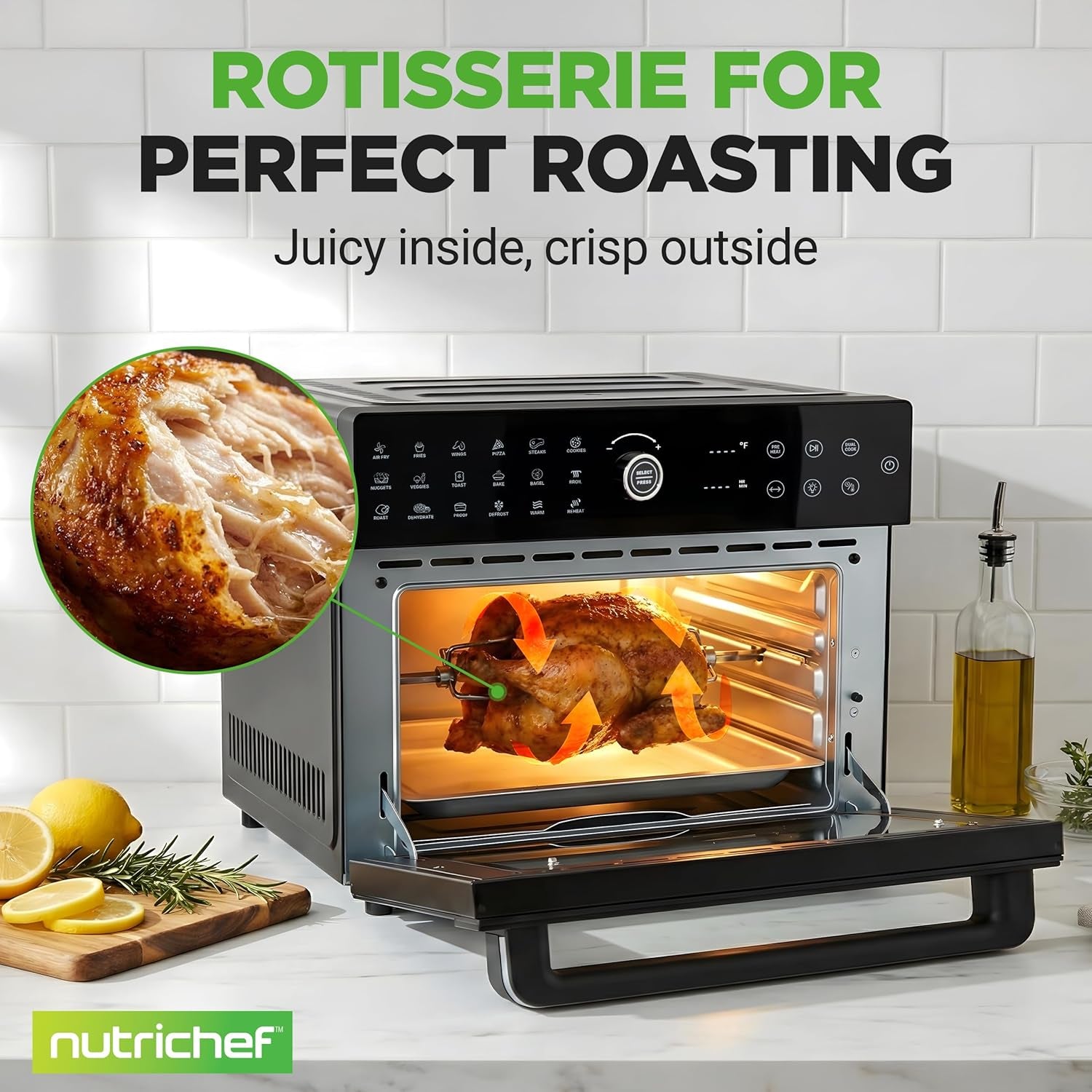 32 Quart Air Fryer & Oven | Digital Airfryer with 20 Presets, Dual Cook, Rotisserie, Bake & More | Multi-Function Convection Countertop Oven | Large Capacity | 18" X 17" X 14 | Black