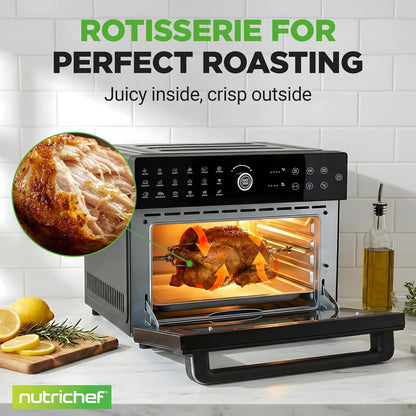 32 Quart Air Fryer & Oven | Digital Airfryer with 20 Presets, Dual Cook, Rotisserie, Bake & More | Multi-Function Convection Countertop Oven | Large Capacity | 18" X 17" X 14 | Black