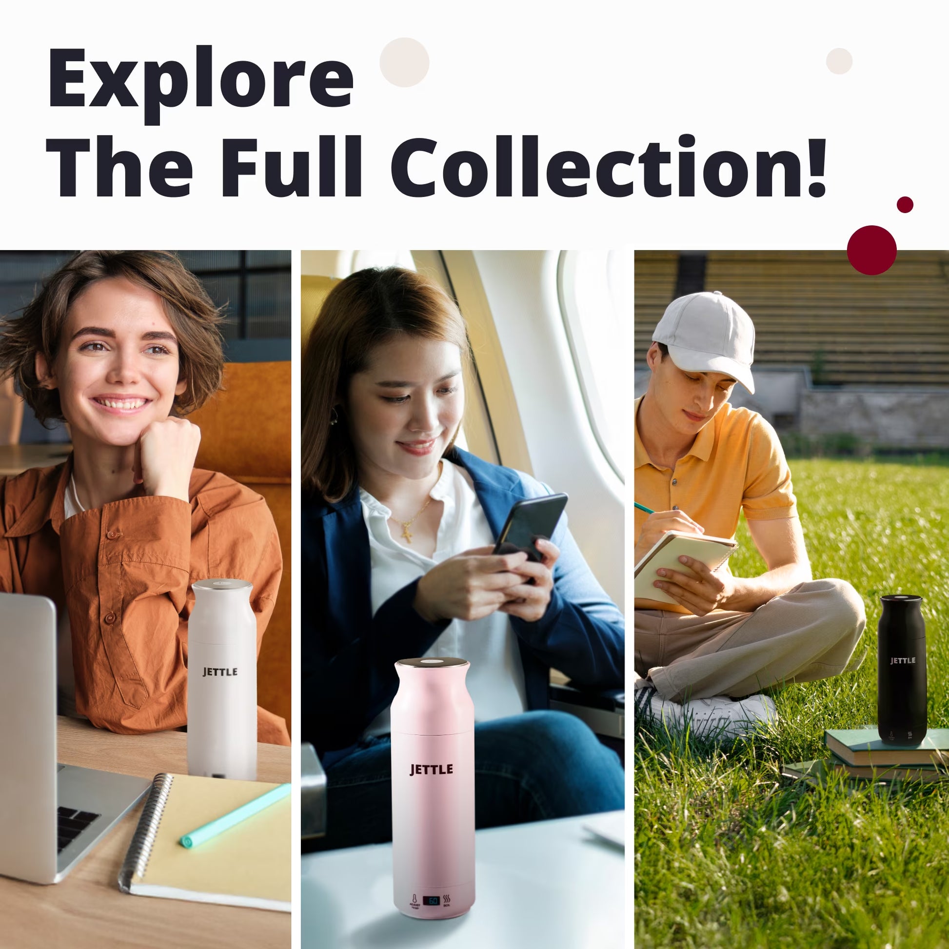 Travel Electric Kettle 450Ml - Portable Bottle-Style Water Heater with Temperature Control & Auto Shut-Off - Stainless Steel for Tea, Coffee & Soup - White