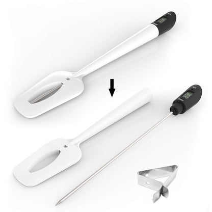 Digital Candy Thermometer Spatula Thermometer Meat Thermometer with Pot Clip & 9" Probe – Fast Instant Read Digital Food Thermometer for Candy Chocolate Jam Meat, BPA Free Silicon Frying