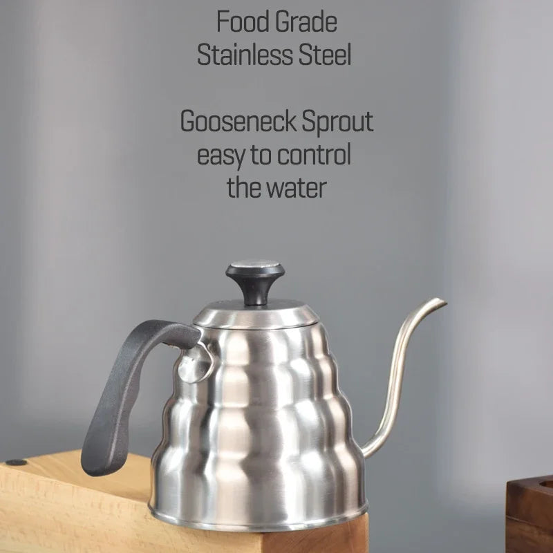 Coffee Kettle1L/1.2L Stainless Steel Pour over Coffee Pot Kettle Drip Kettle with Thermometer for Home Office Cafetera