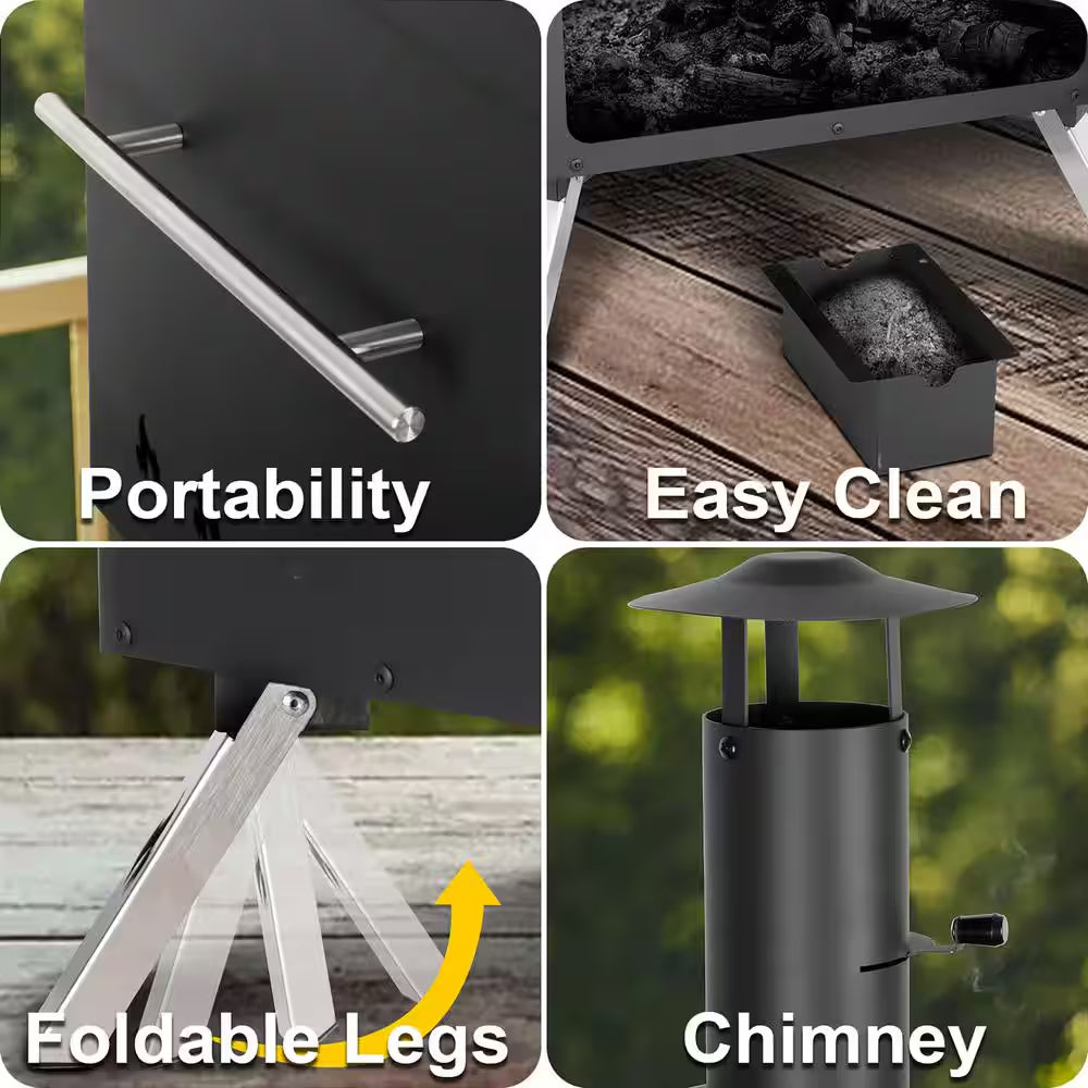 Wood Fired Portable Patio Ovens Outdoor Pizza Oven, 15 In. Black