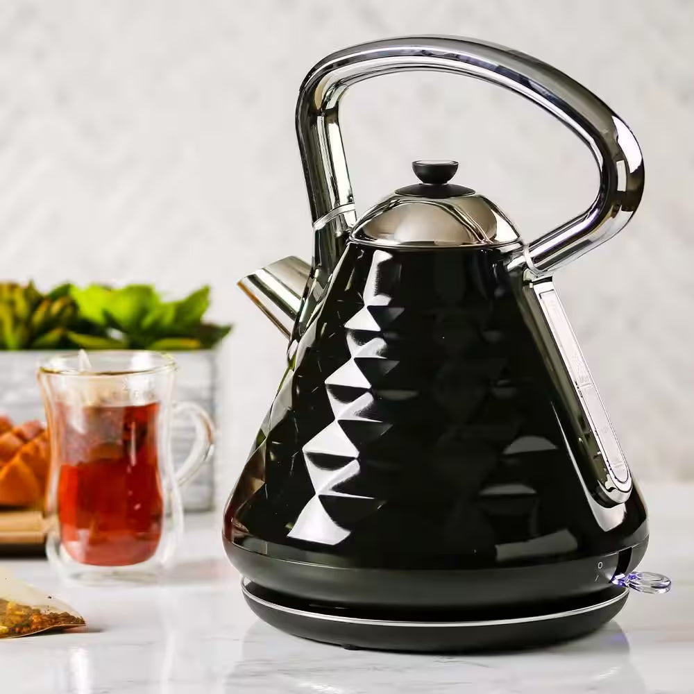 Cleo Collection 7.1-Cup Black Electric Kettle with Boil-Dry Protection and Auto Shut-Off