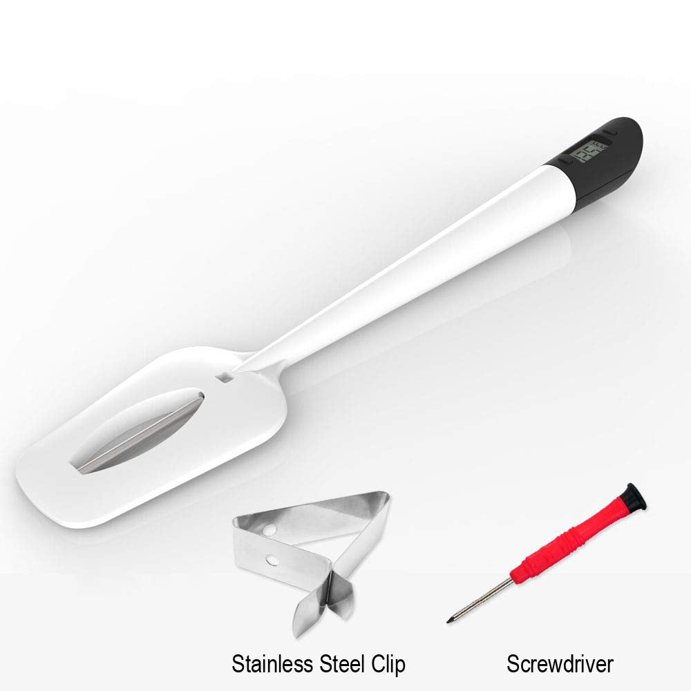 Digital Candy Thermometer Spatula Thermometer Meat Thermometer with Pot Clip & 9" Probe – Fast Instant Read Digital Food Thermometer for Candy Chocolate Jam Meat, BPA Free Silicon Frying
