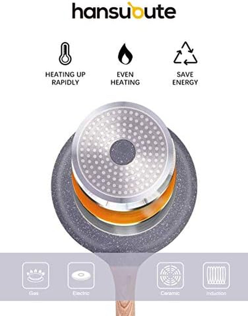 Induction Nonstick Frying Pan,Light Weight Skillet,Healthy Non Toxic Omelet Pan,All Stoves Compatible Egg Pan (Grey, 8Inch)