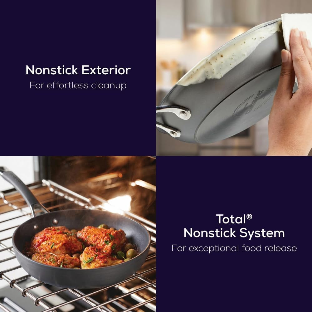 Radiance Hard Anodized Nonstick Deep Frying Pan with Lid, 12 Inch Frying Pan with Lid, Deep Skillet, Gray