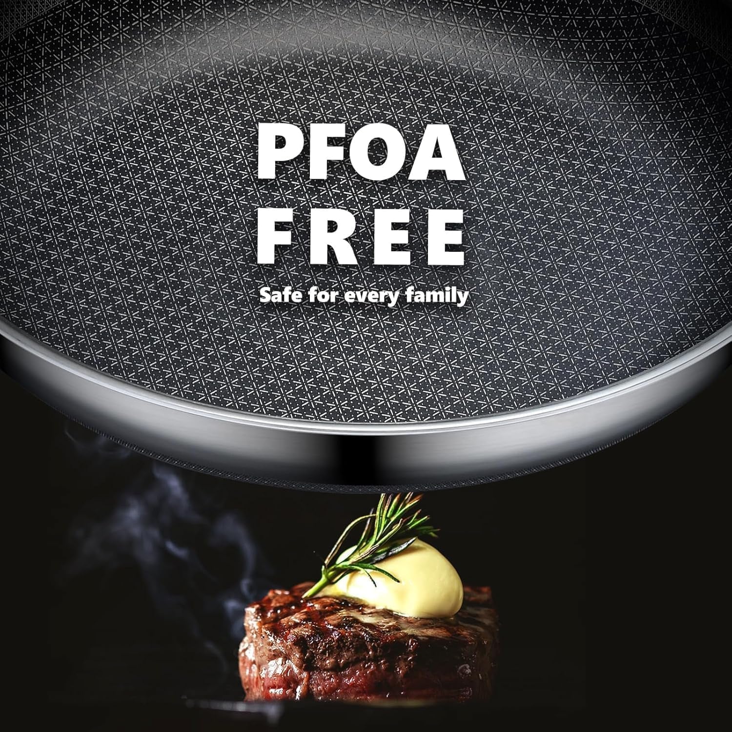 Non Stick Frying Pans 12 Inch, Hybrid Frying Pans Nonstick with Lid,Non Stick Stainless Steel Skillets, Dishwasher and Oven-Safe Chef Pan, PFOA Free Cookware